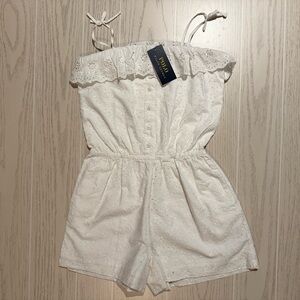 Polo Ralph Lauren Girls White Eyelet Romper Size 12 NWT